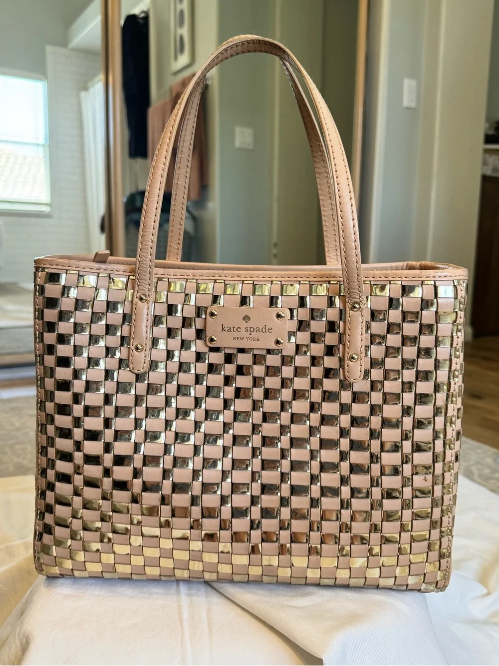 kate spade Quinn Metallic Woven Tote